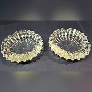 Vintage Ashtray 5.5" Clear Fluted Sharp Line Lot Of 2 EUC